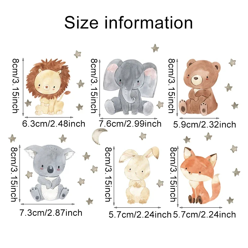 1/2/4/6set Cartoon Animals Wal - Baby Nursery Decals recension och pris