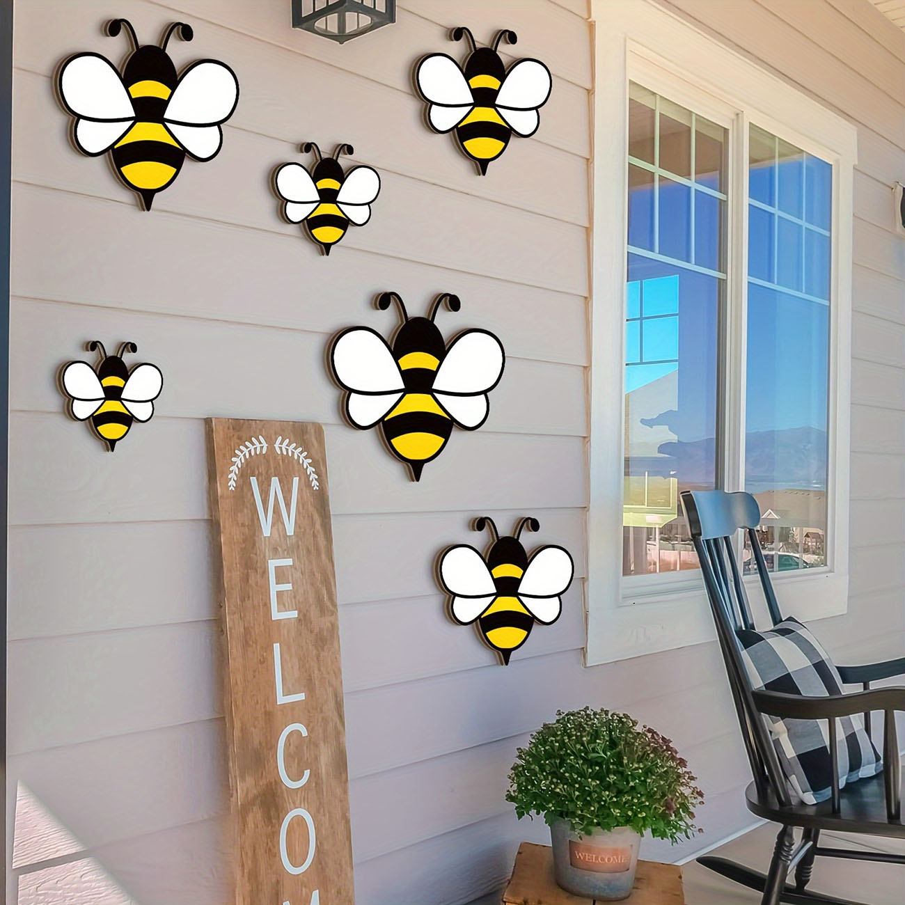 6Pcs Cute Bee Wooden Wall Stic - Baby Nursery Decals recension och pris