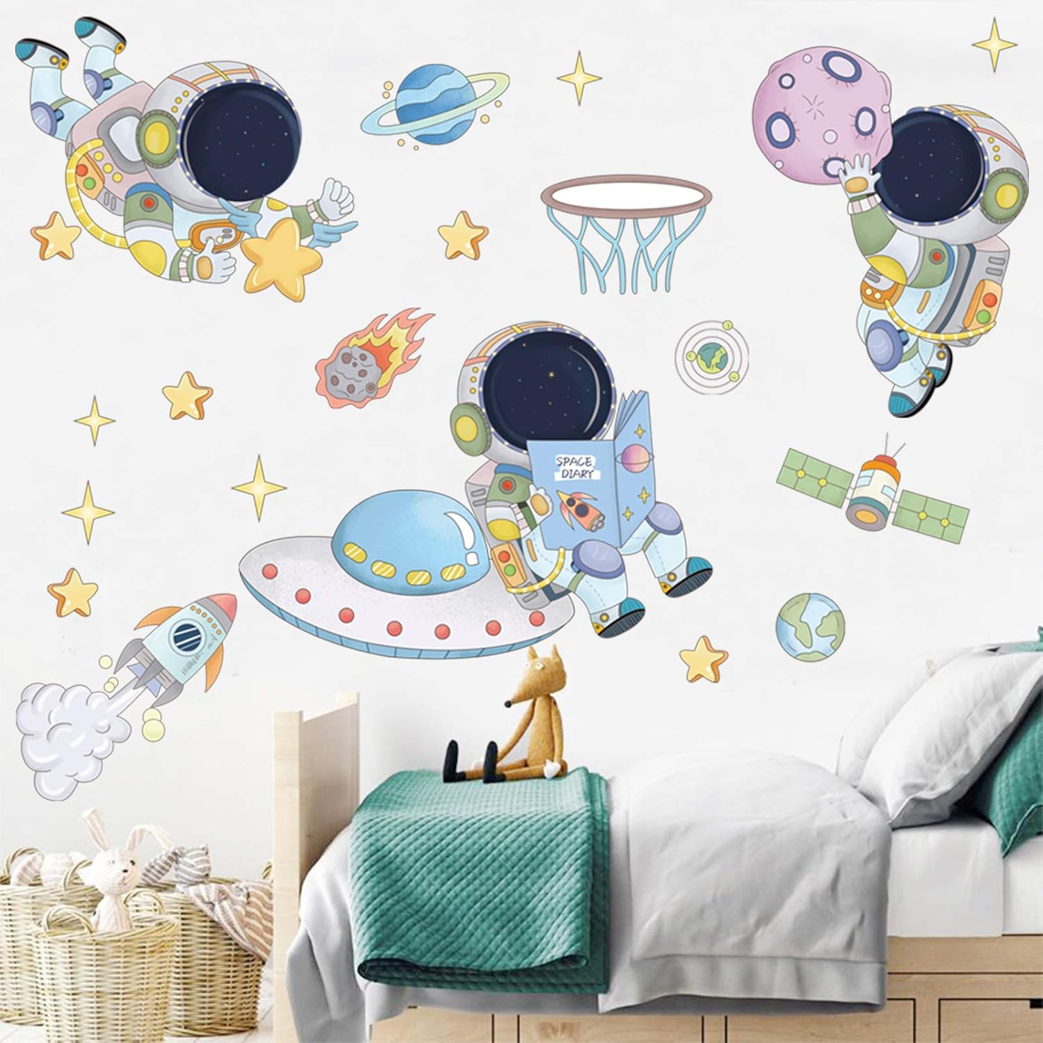 Astronaut Planet Space Wall St - Baby Nursery Decals recension och pris