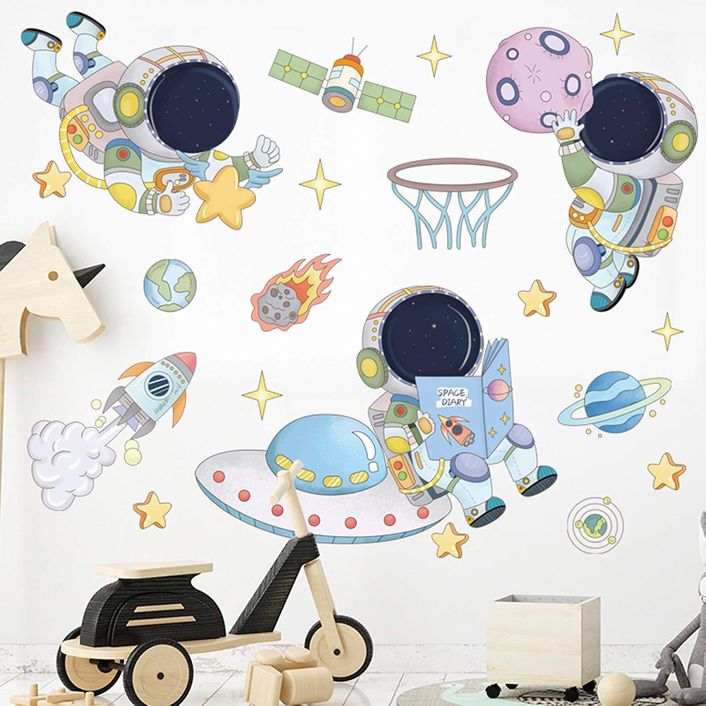 Astronaut Planet Space Wall St - Baby Nursery Decals recension och pris