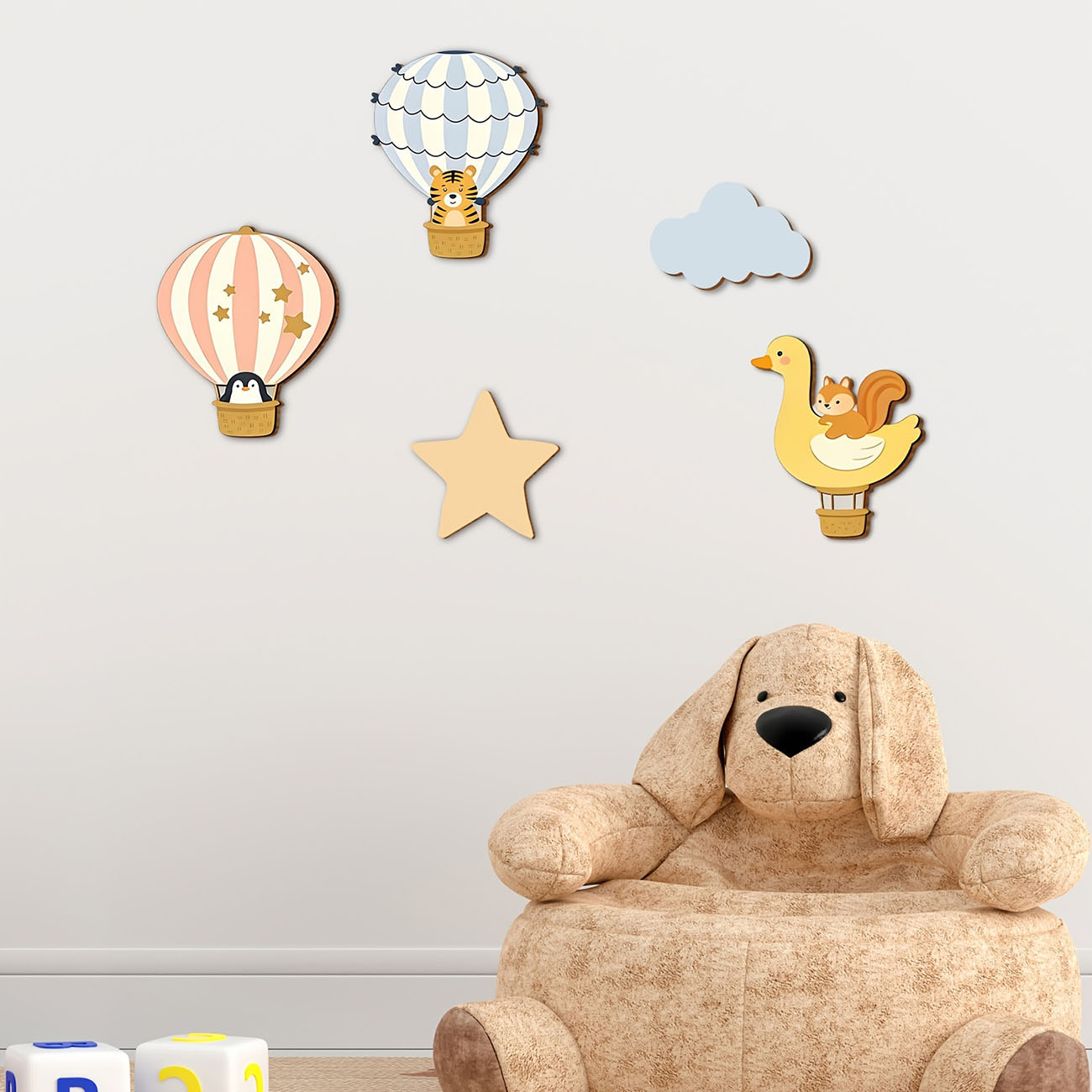 5Pcs Animal Hot Air Balloon Wo - Baby Nursery Decals recension och pris