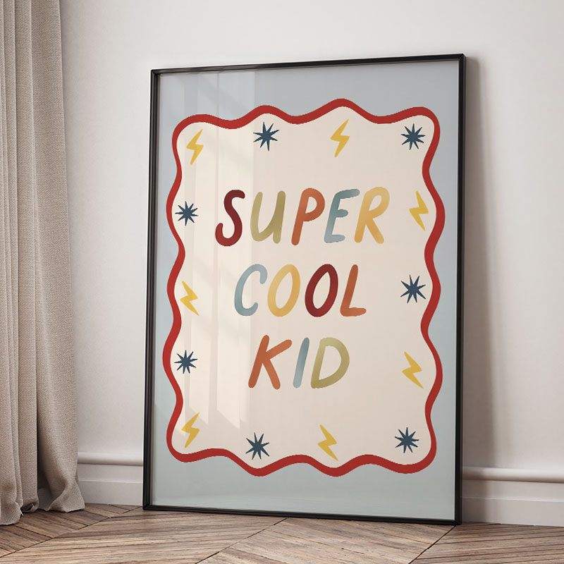 Funny Cartoon Super Cool Kid N - Baby Nursery Posters recension och pris